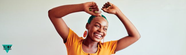 Illustratie bij 'Reset je hoofd in 5 minuten': lichaam in beweging op muziek, losmaken en ontspannen.