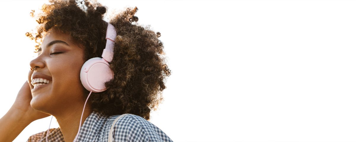 Illustratie van binaural beats-geluidsgolven voor focus, ontspanning en slaap.